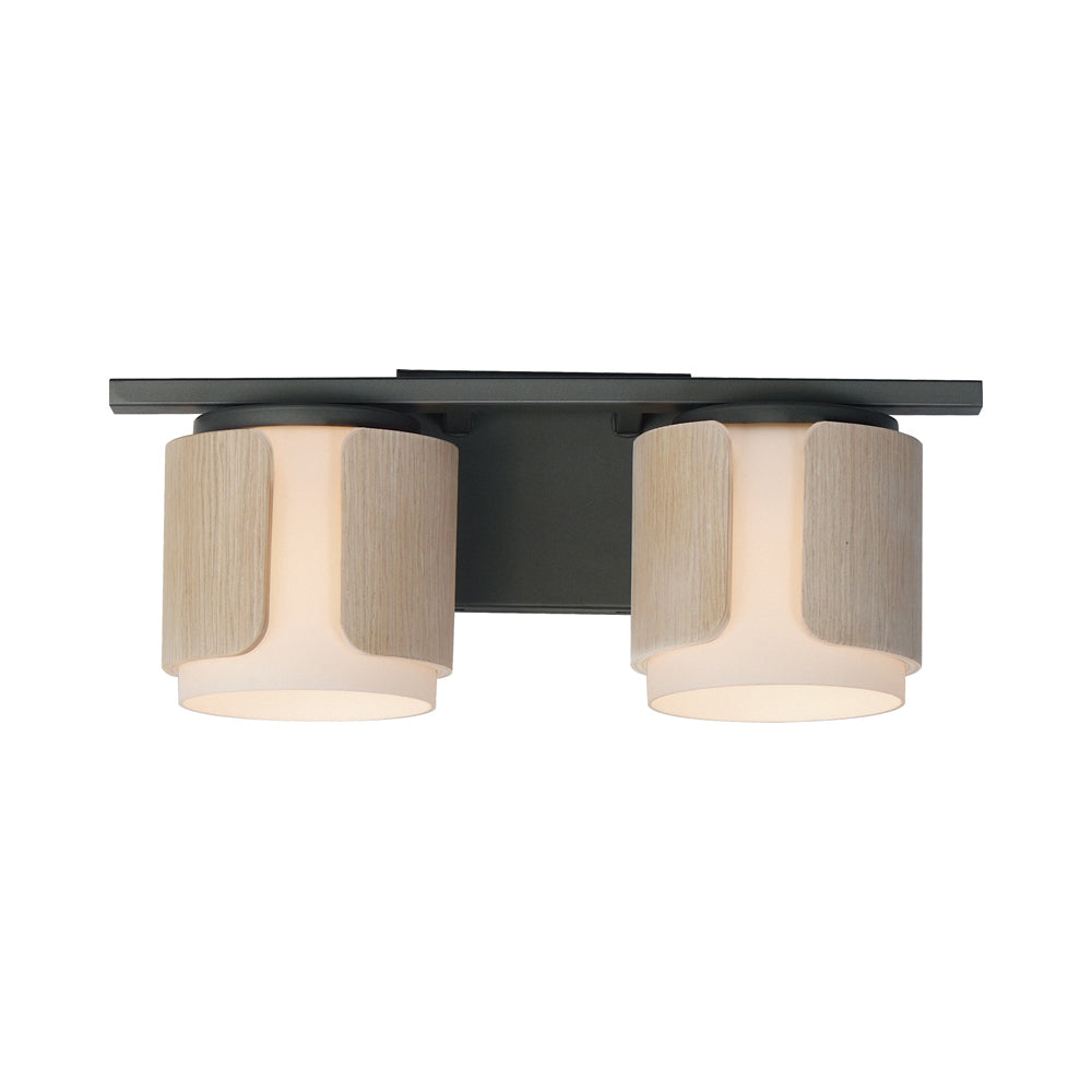 Draughtsman Bath Vanity Light in Natural Wood/Charcoal (2-Light).