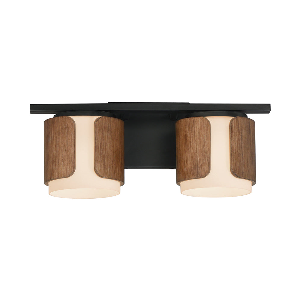 Draughtsman Bath Vanity Light in Walnut/Black (2-Light).