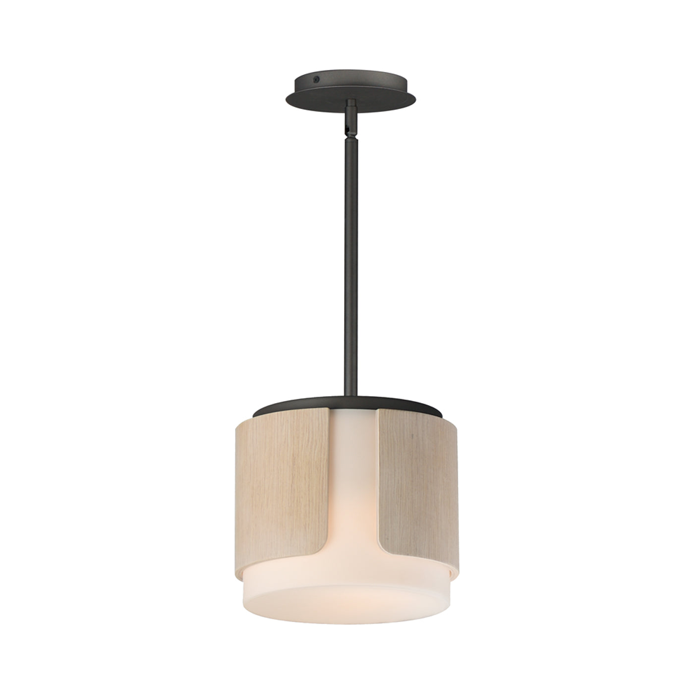 Draughtsman Semi Flush Mount Ceiling Light in Natural Wood/Charcoal (10-Inch).