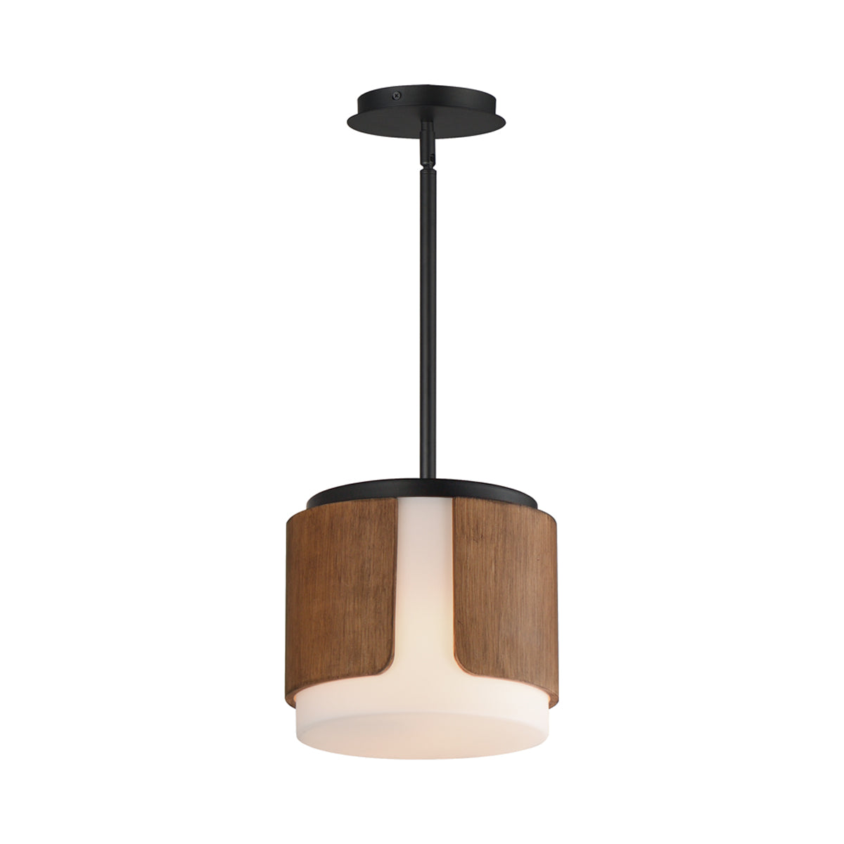 Draughtsman Semi Flush Mount Ceiling Light in Walnut/Black (10-Inch).