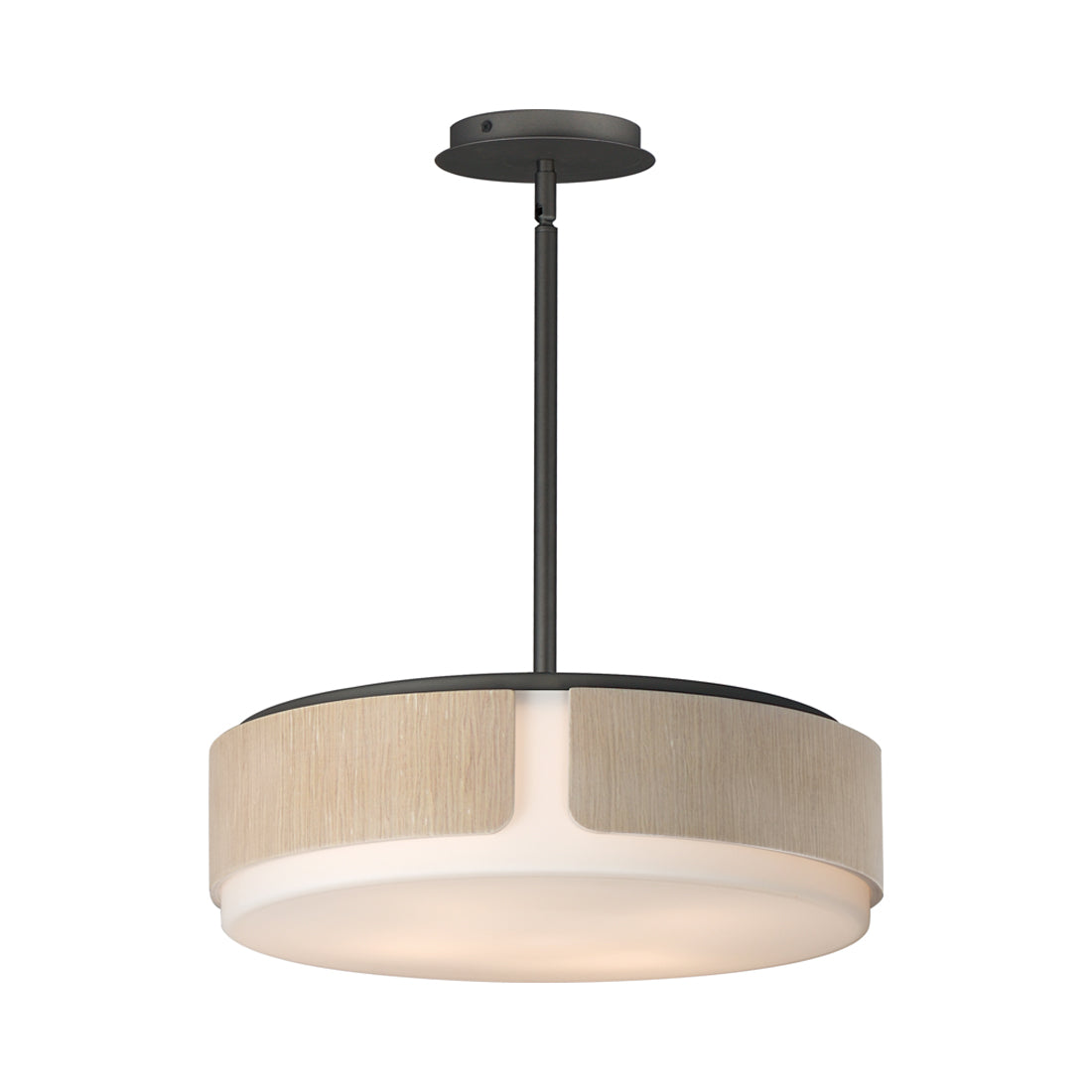 Draughtsman Semi Flush Mount Ceiling Light in Natural Wood/Charcoal (18-Inch).