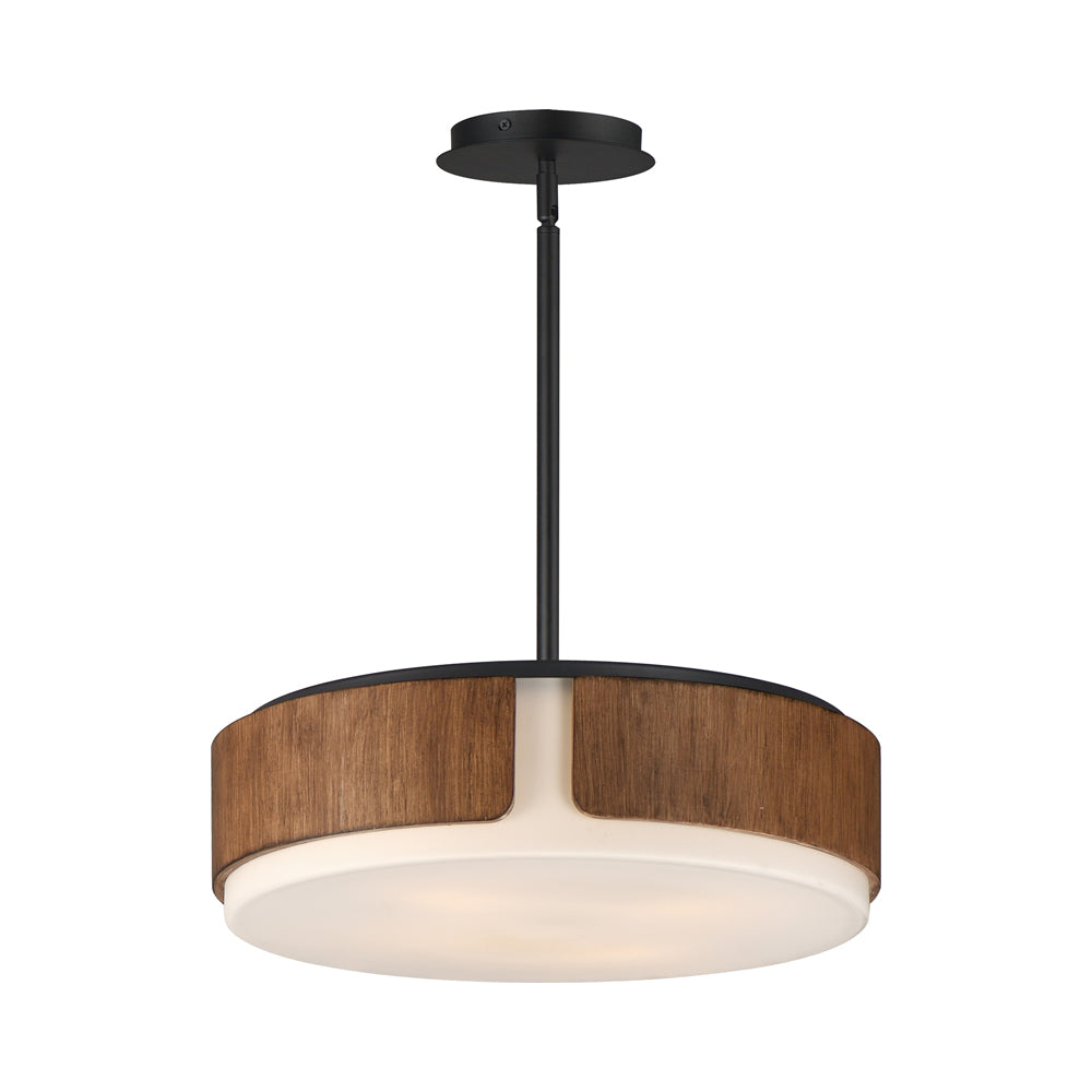 Draughtsman Semi Flush Mount Ceiling Light in Walnut/Black (18-Inch).