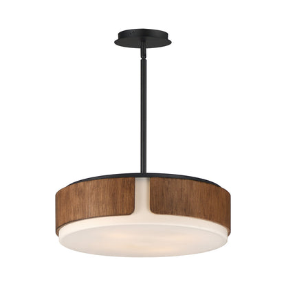 Draughtsman Semi Flush Mount Ceiling Light in Walnut/Black (18-Inch).
