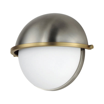 Duke Bath Wall Light in Satin Nickel/Satin Brass.