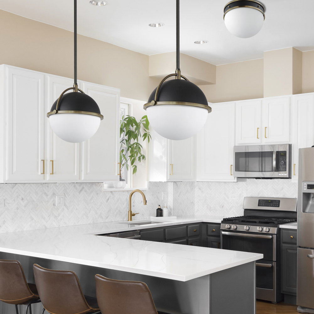 Duke Flush Mount Ceiling Light in kitchen.