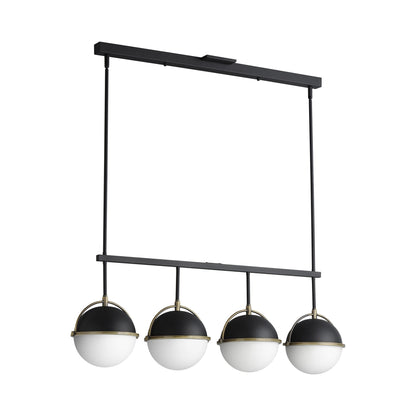 Duke Linear Pendant Light in Black/Weathered Brass.