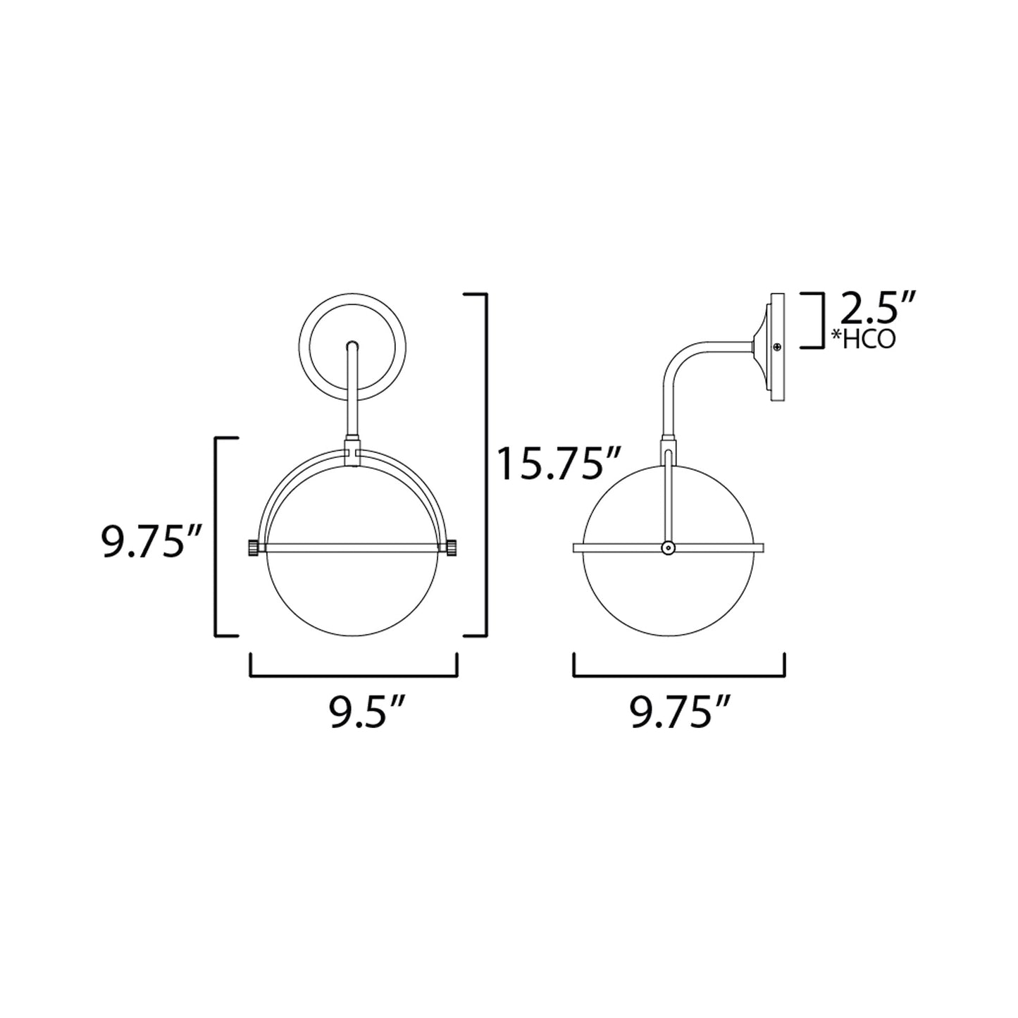 Duke Outdoor Wall Light - line drawing.