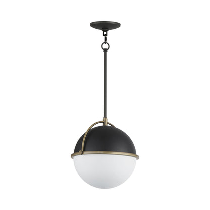 Duke Pendant Light in Black/Weathered Brass (11.5-Inch).