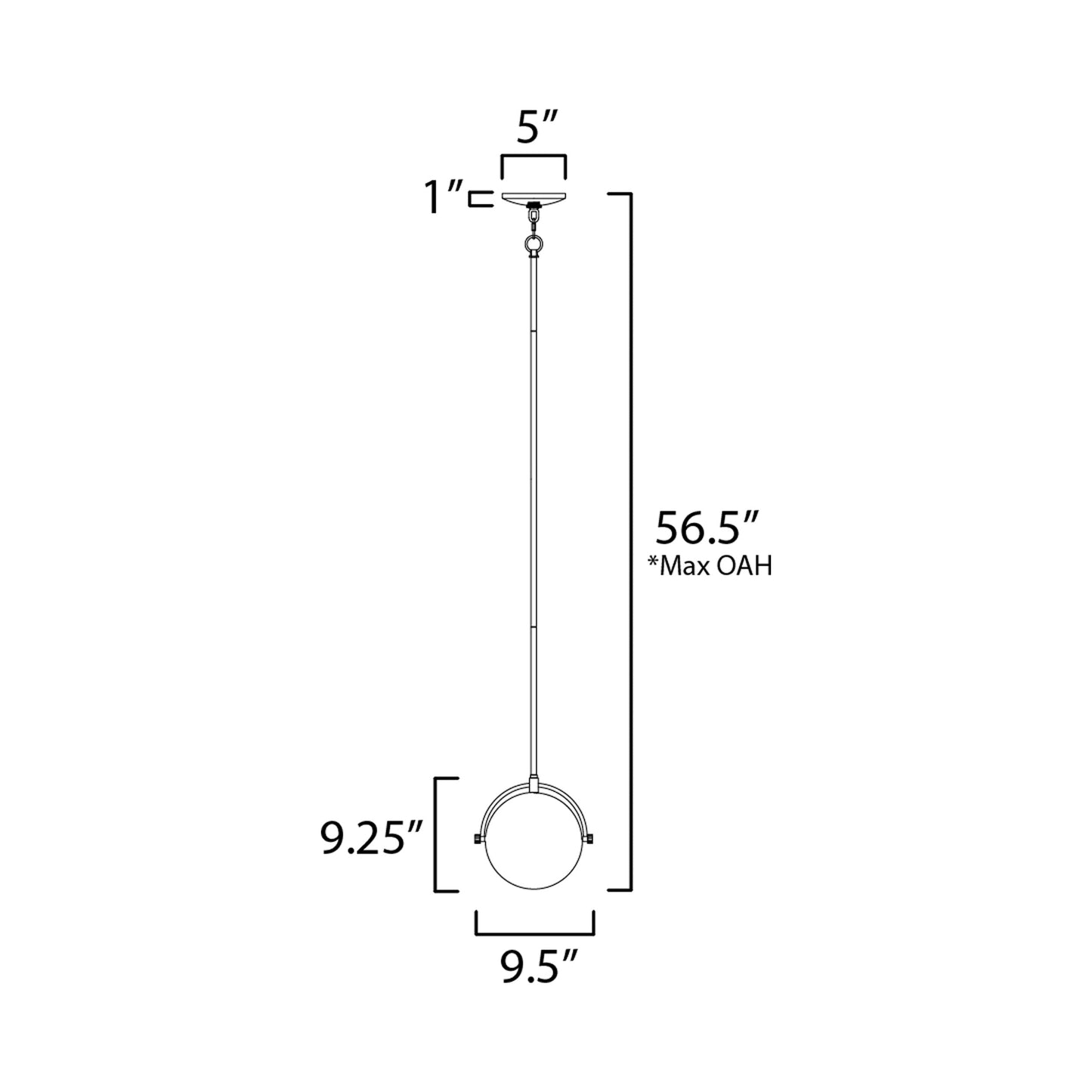 Duke Pendant Light - line drawing.