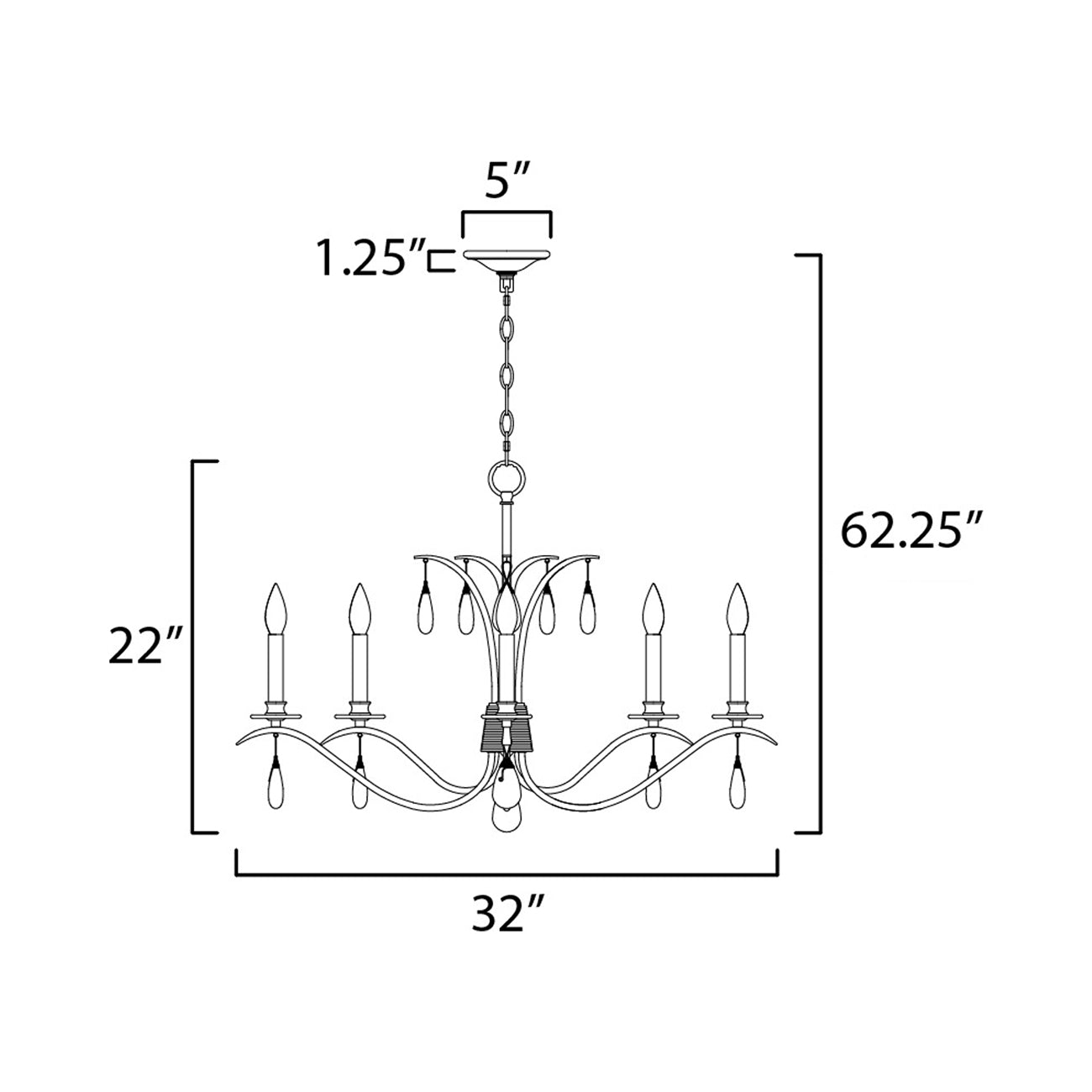 Eden Chandelier - line drawing.