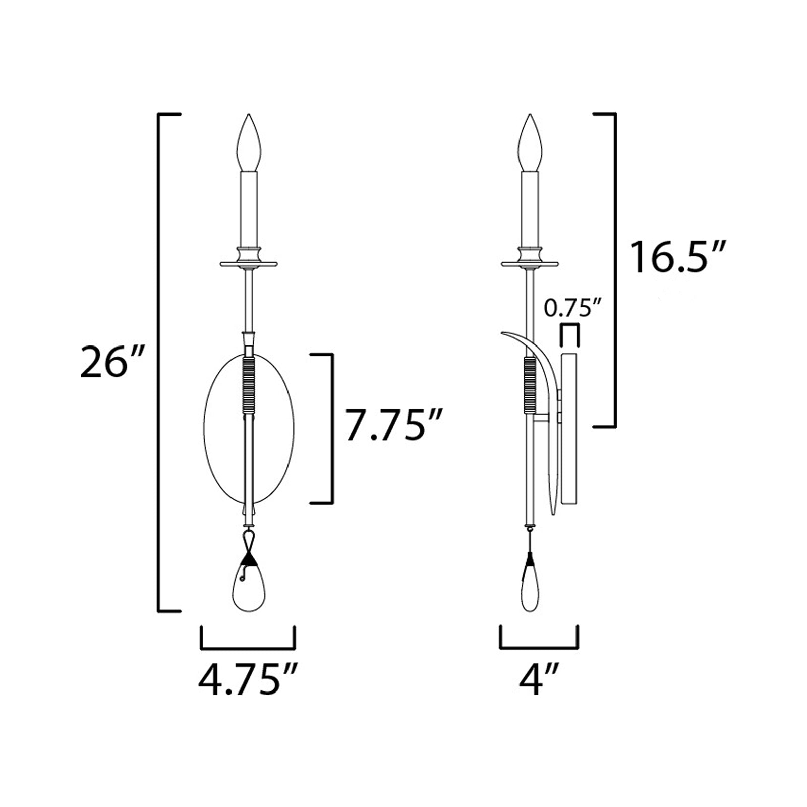 Eden Wall Light - line drawing.