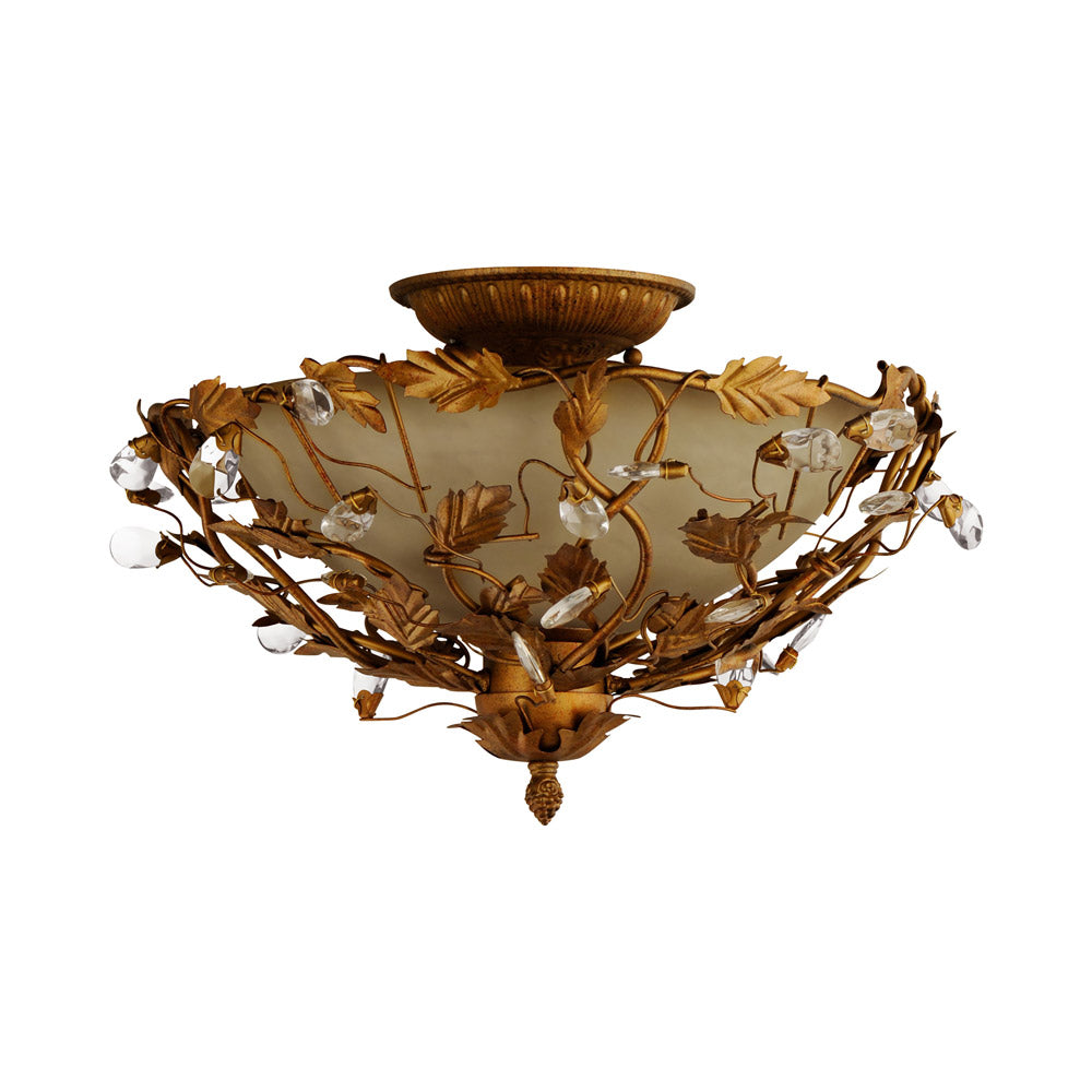 Elegante Semi Flush Mount Ceiling Light in Etruscan Gold.