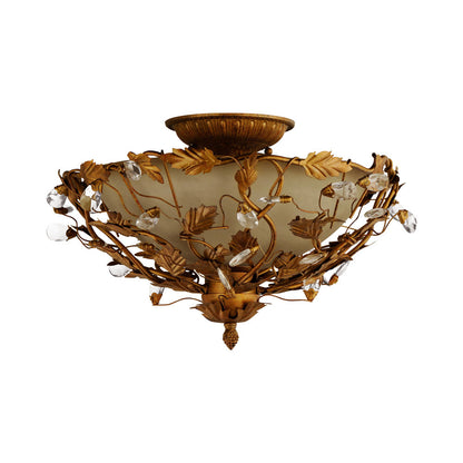 Elegante Semi Flush Mount Ceiling Light in Etruscan Gold.