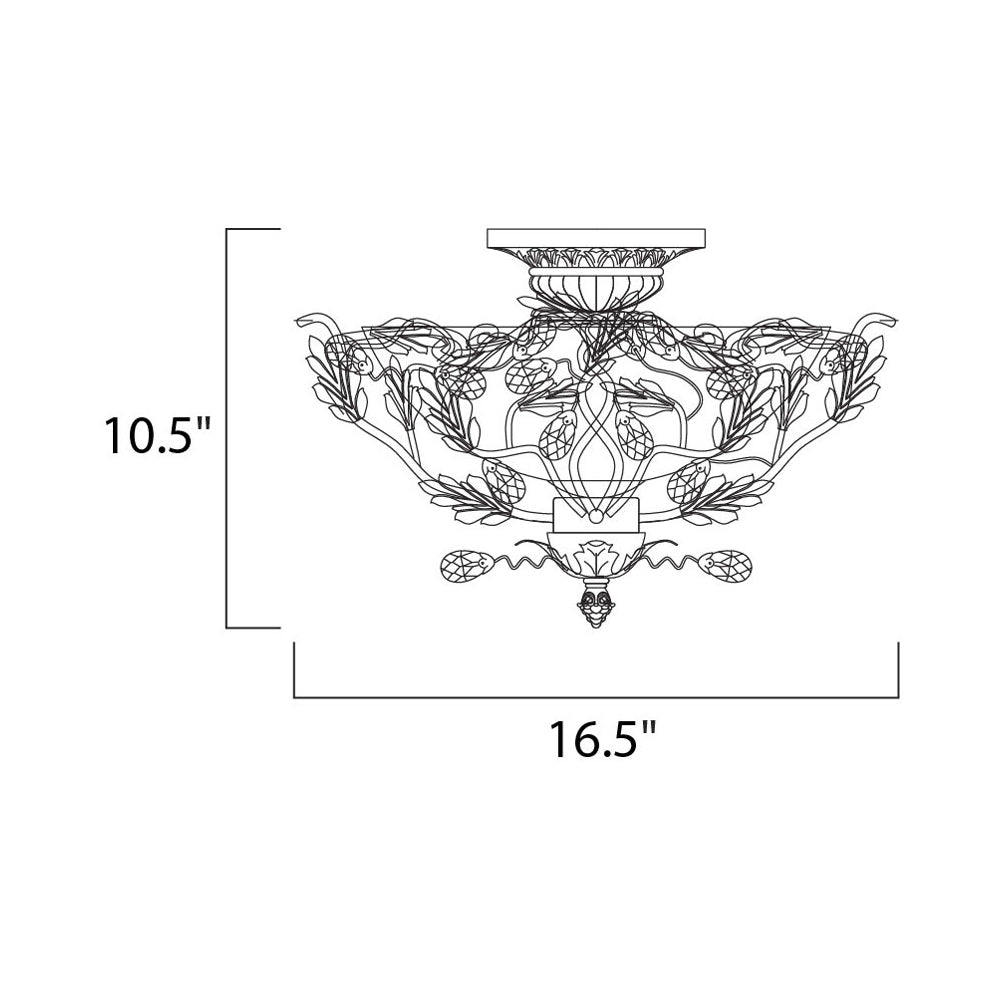 Elegante Semi Flush Mount Ceiling Light - line drawing.