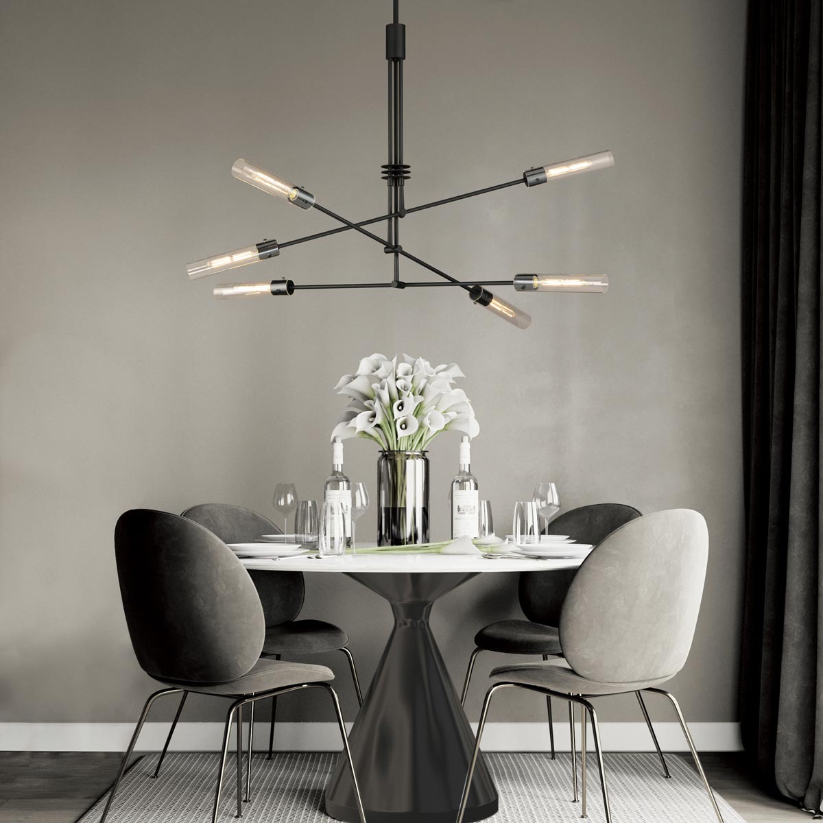 Equilibrium LED Multi Light Pendant Light in dining room.