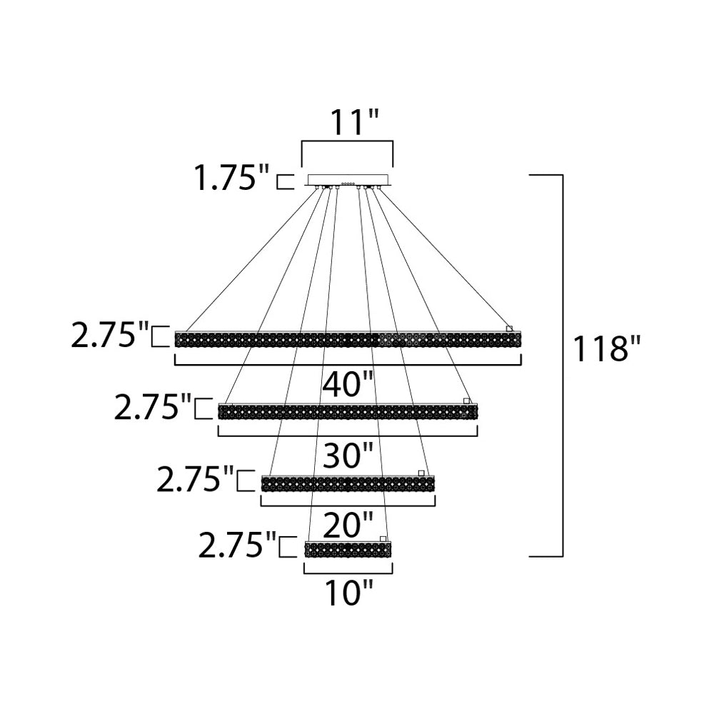 Eternity LED Chandelier - line drawing.