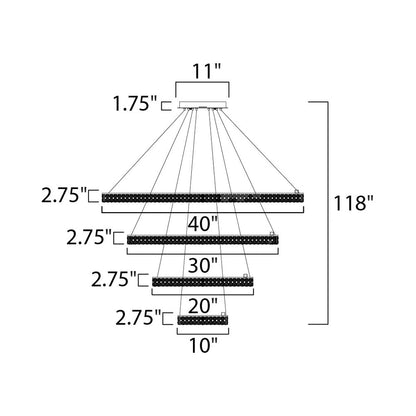 Eternity LED Chandelier - line drawing.