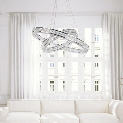 Eternity LED Entry Foyer Pendant Light in living room.