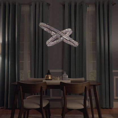 Eternity LED Entry Foyer Pendant Light in dining room.