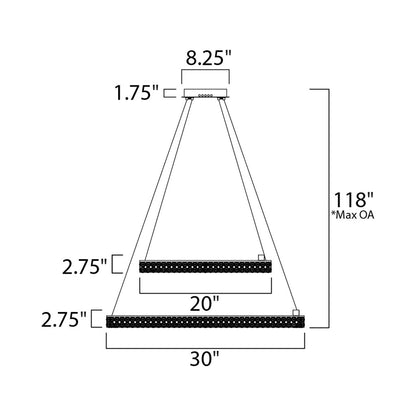 Eternity LED Entry Foyer Pendant Light - line drawing.