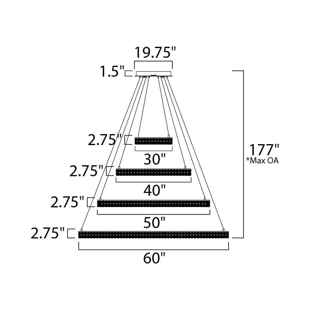 Eternity LED Entry Foyer Pendant Light - line drawing.