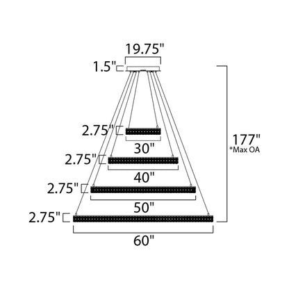 Eternity LED Entry Foyer Pendant Light - line drawing.