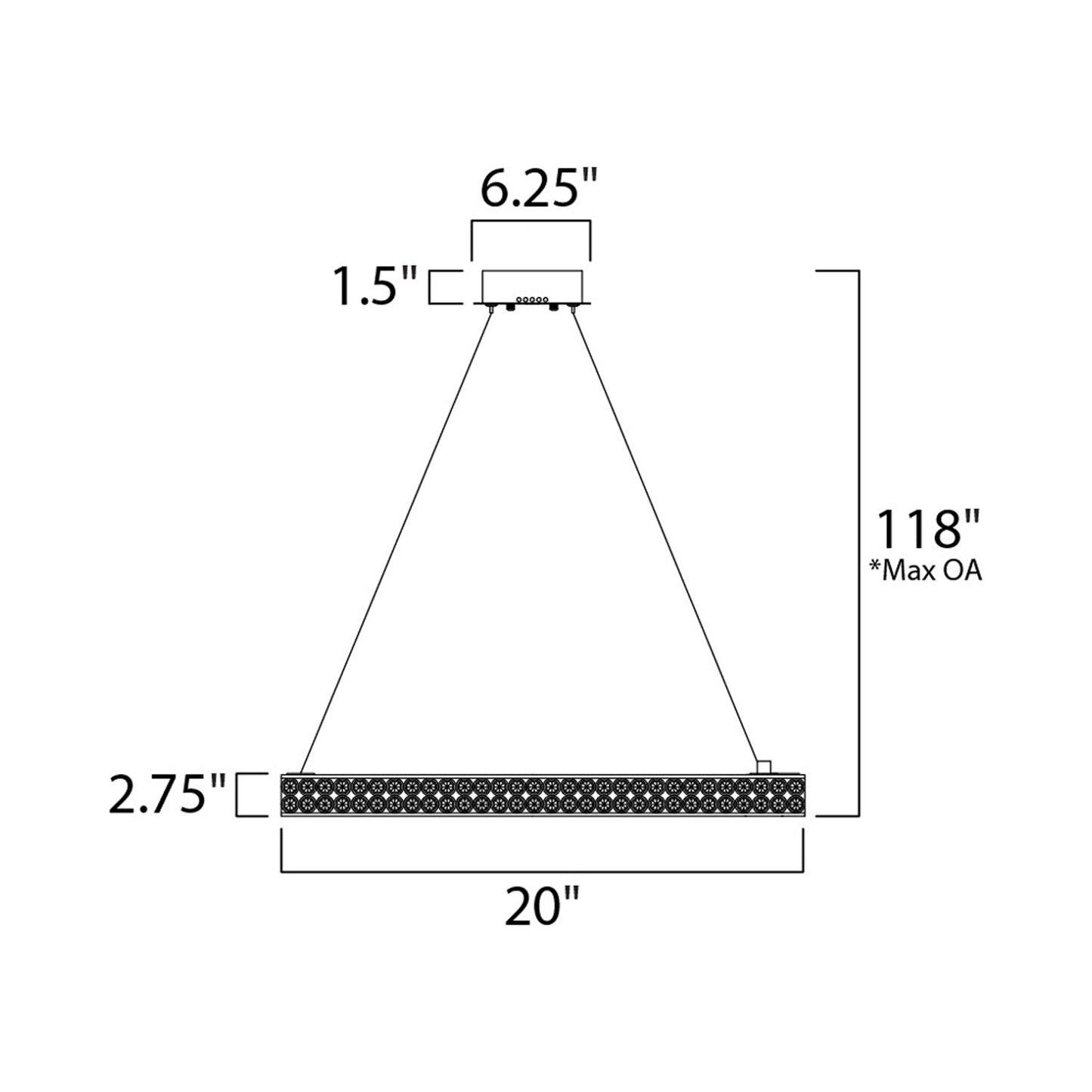 Eternity LED Pendant Light - line drawing.