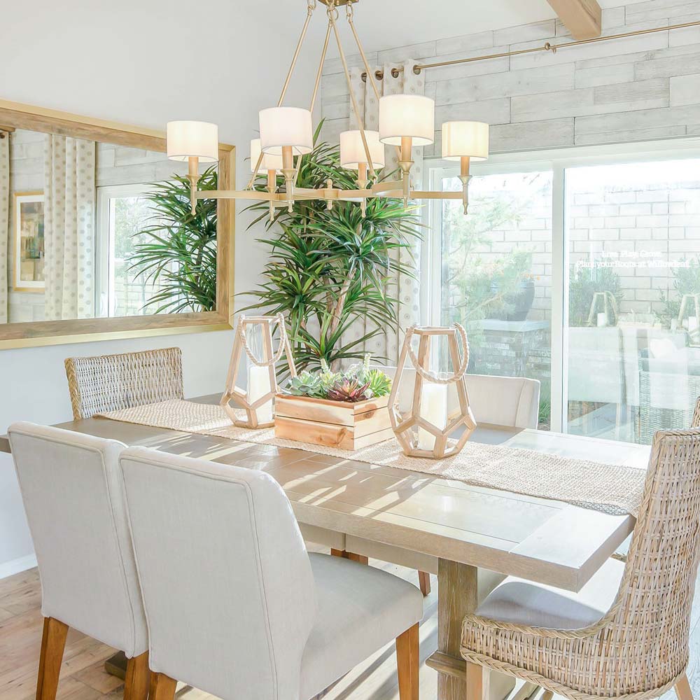 Fairmont Rectangular Chandelier in dining room.