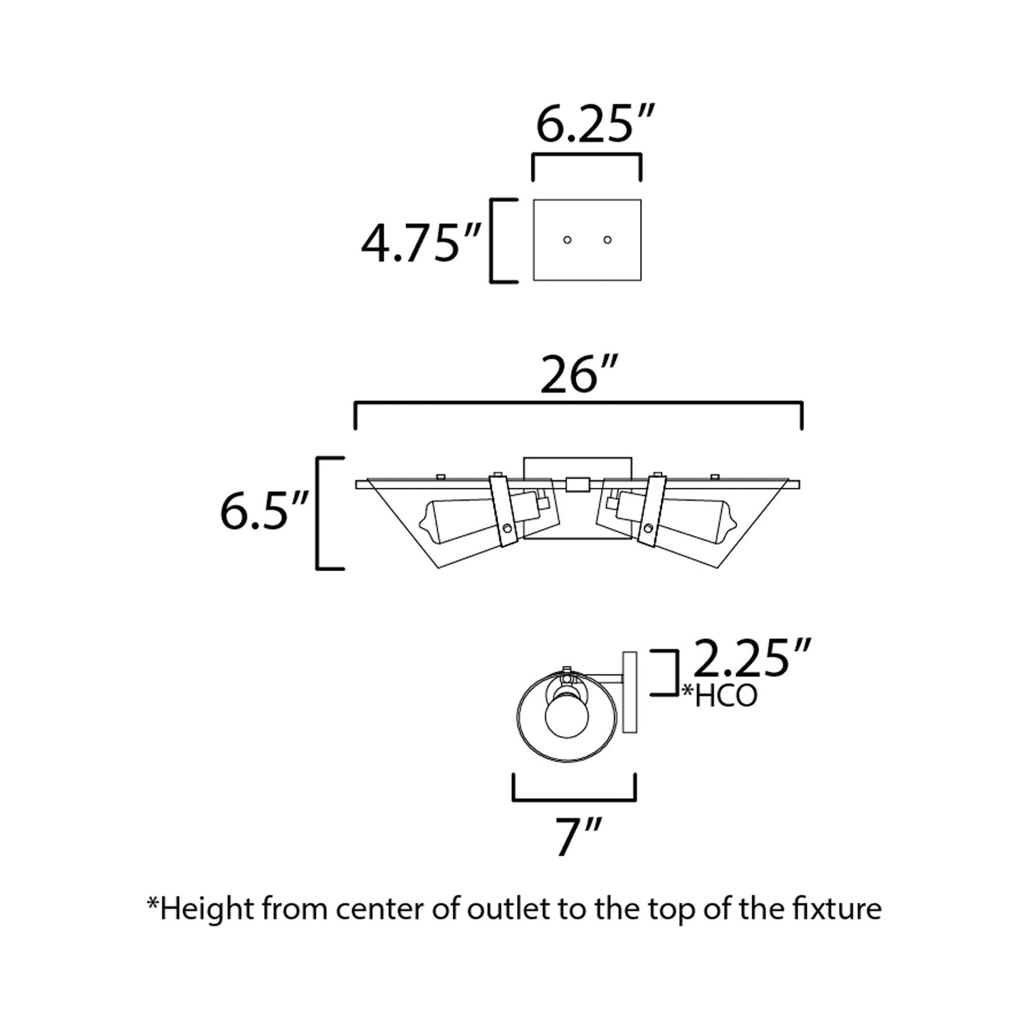 Finch Wall Light - line drawing.