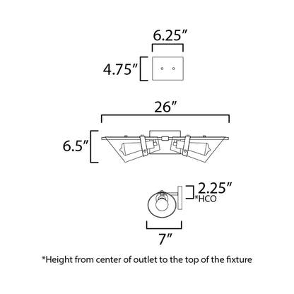 Finch Wall Light - line drawing.