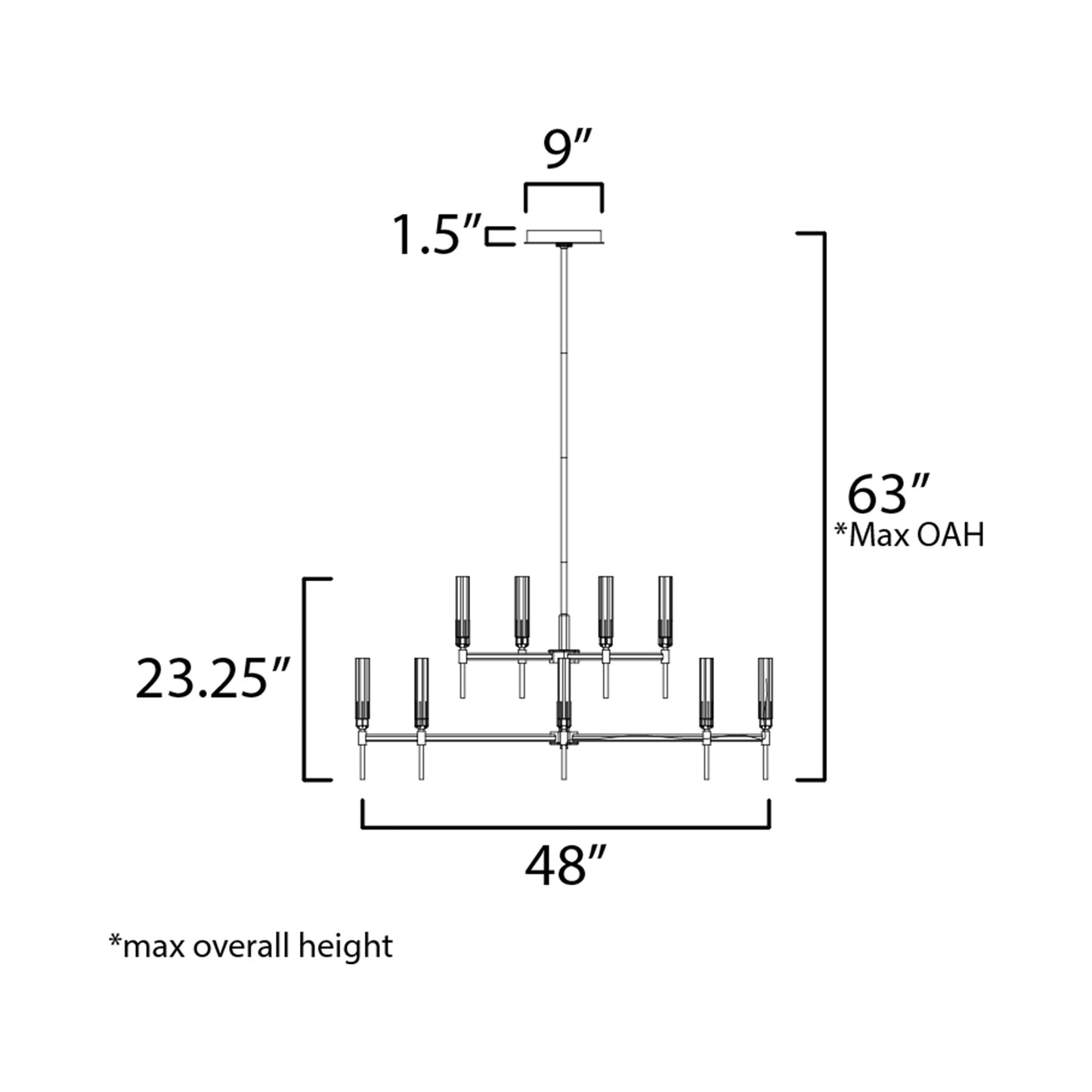 Flambeau LED Chandelier - line drawing.