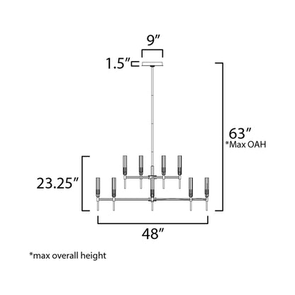 Flambeau LED Chandelier - line drawing.