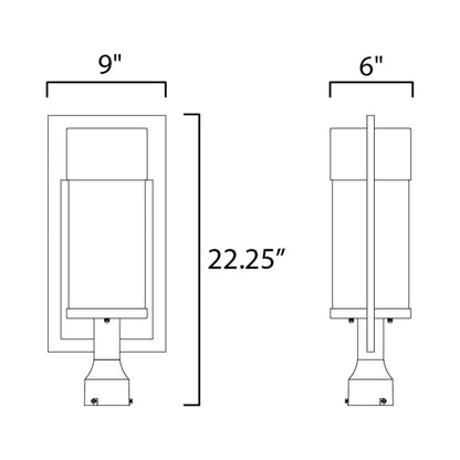 Focus Outdoor LED Post Light - line drawing.