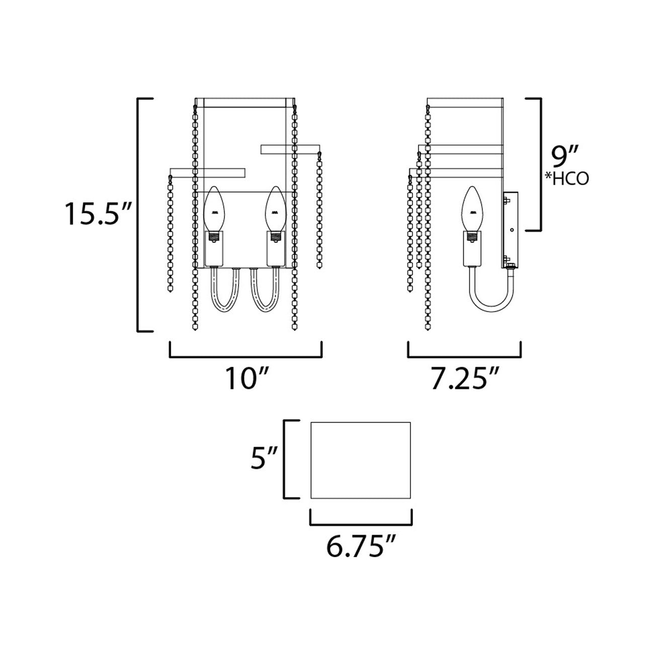 Fontaine Bath Wall Light - line drawing.
