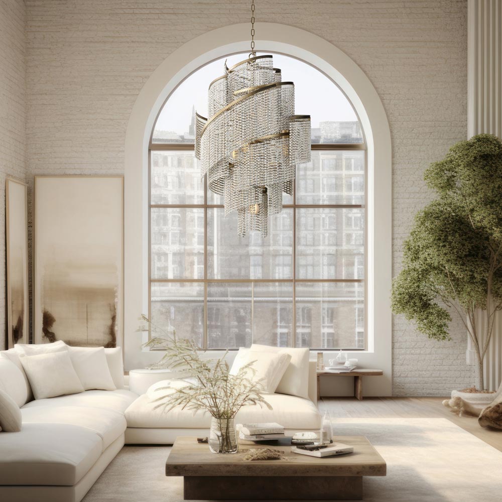 Fontaine Chandelier in living room.