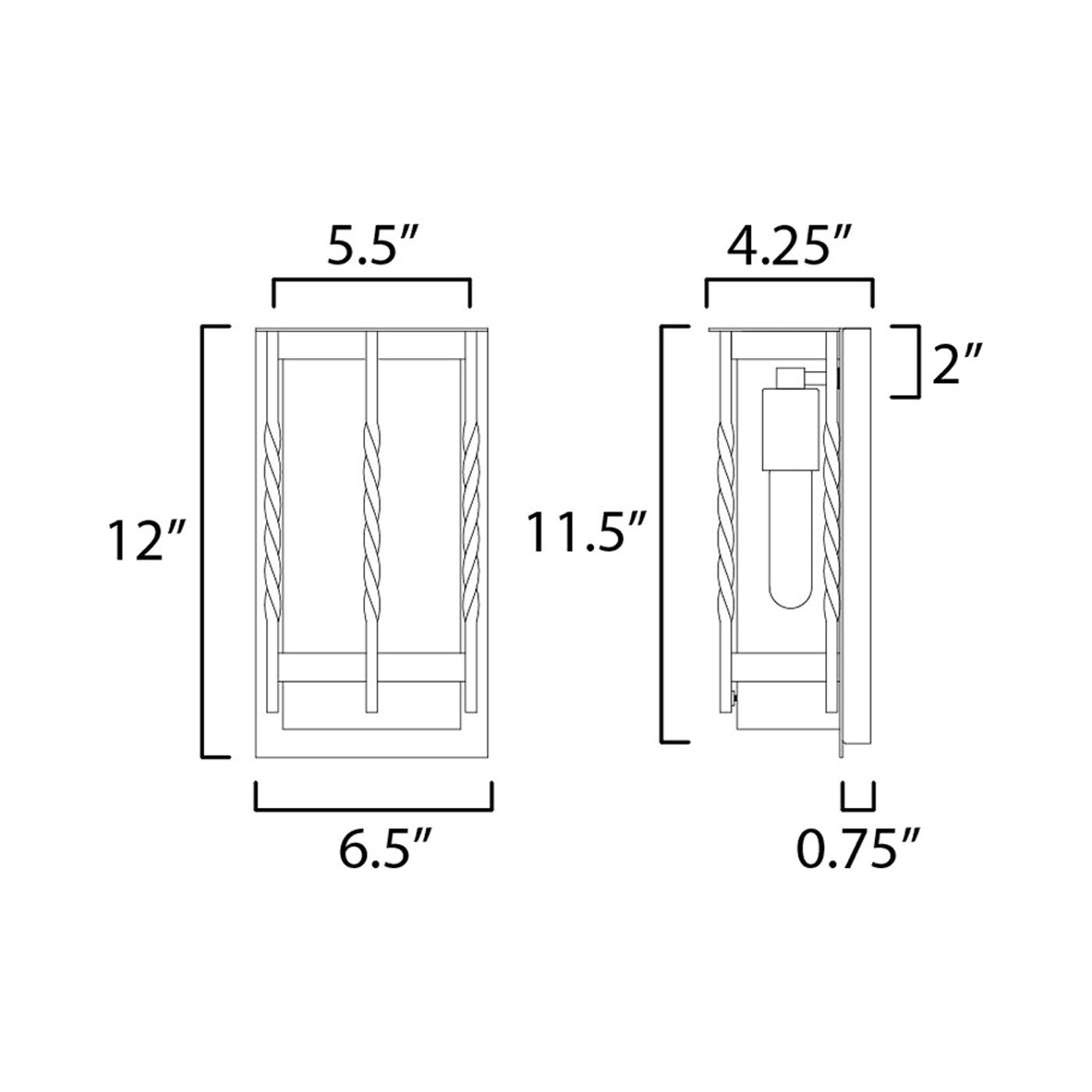Foundry Outdoor Wall Light - line drawing.
