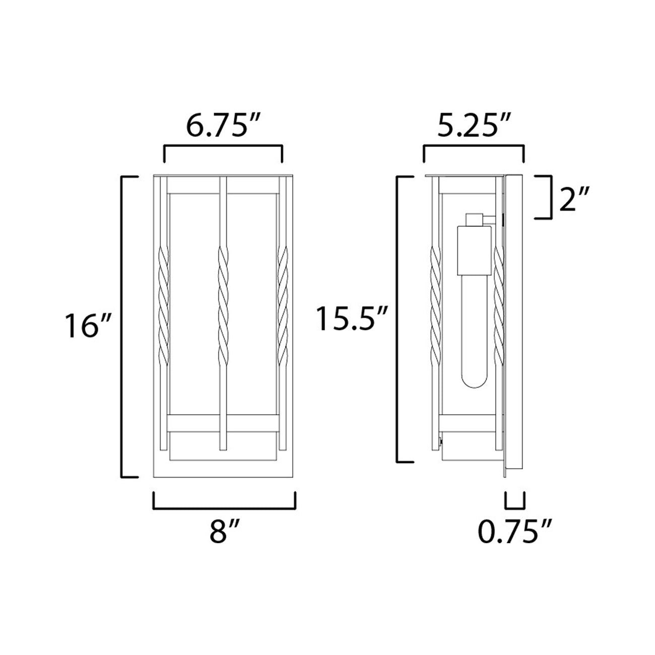 Foundry Outdoor Wall Light - line drawing.