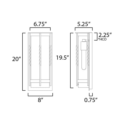 Foundry Outdoor Wall Light - line drawing.
