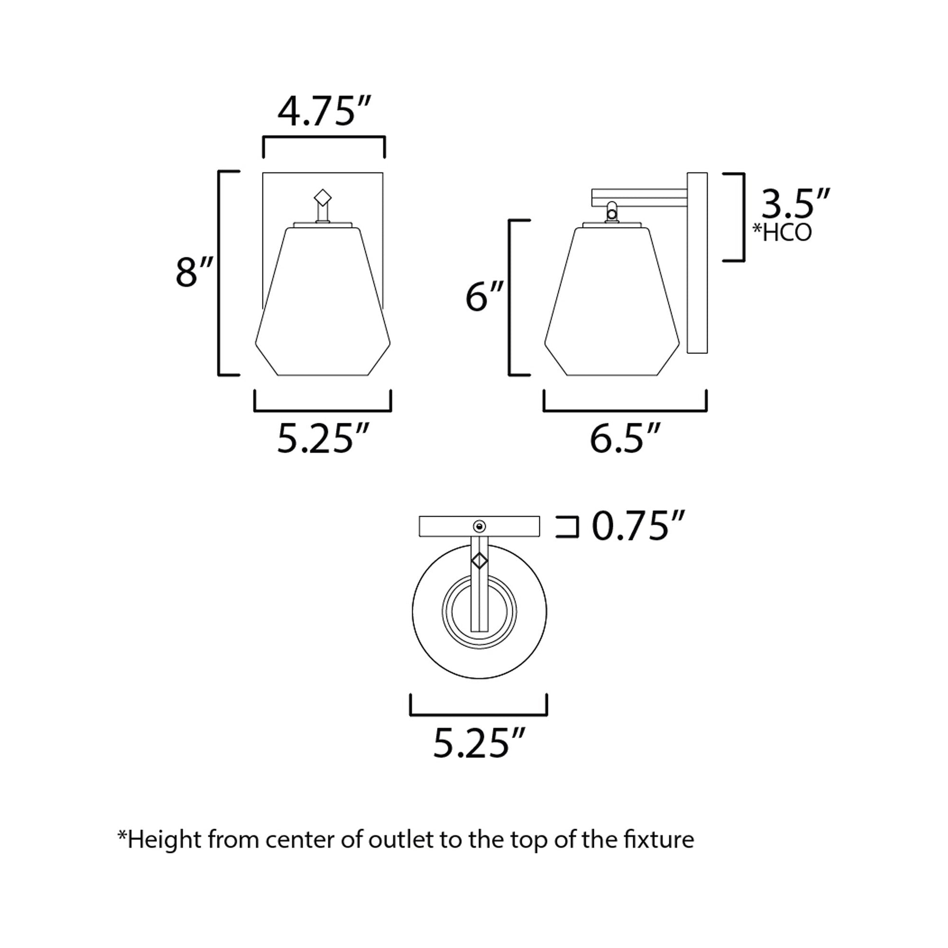 Geode Wall Light - line drawing.