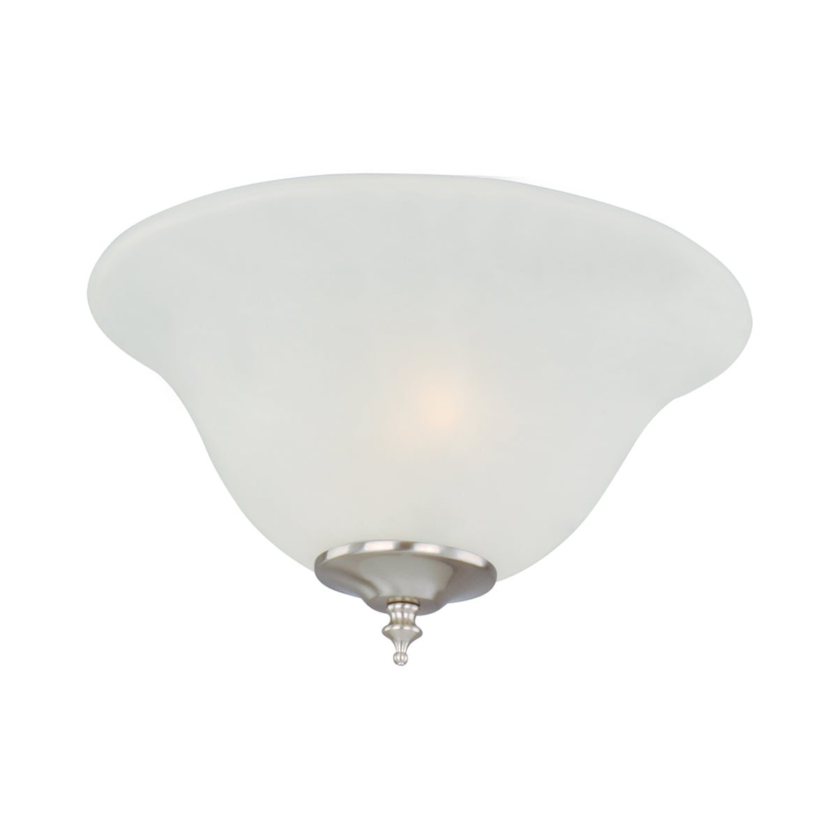 Glass Ceiling Fan Light Kit in Satin Nickel.