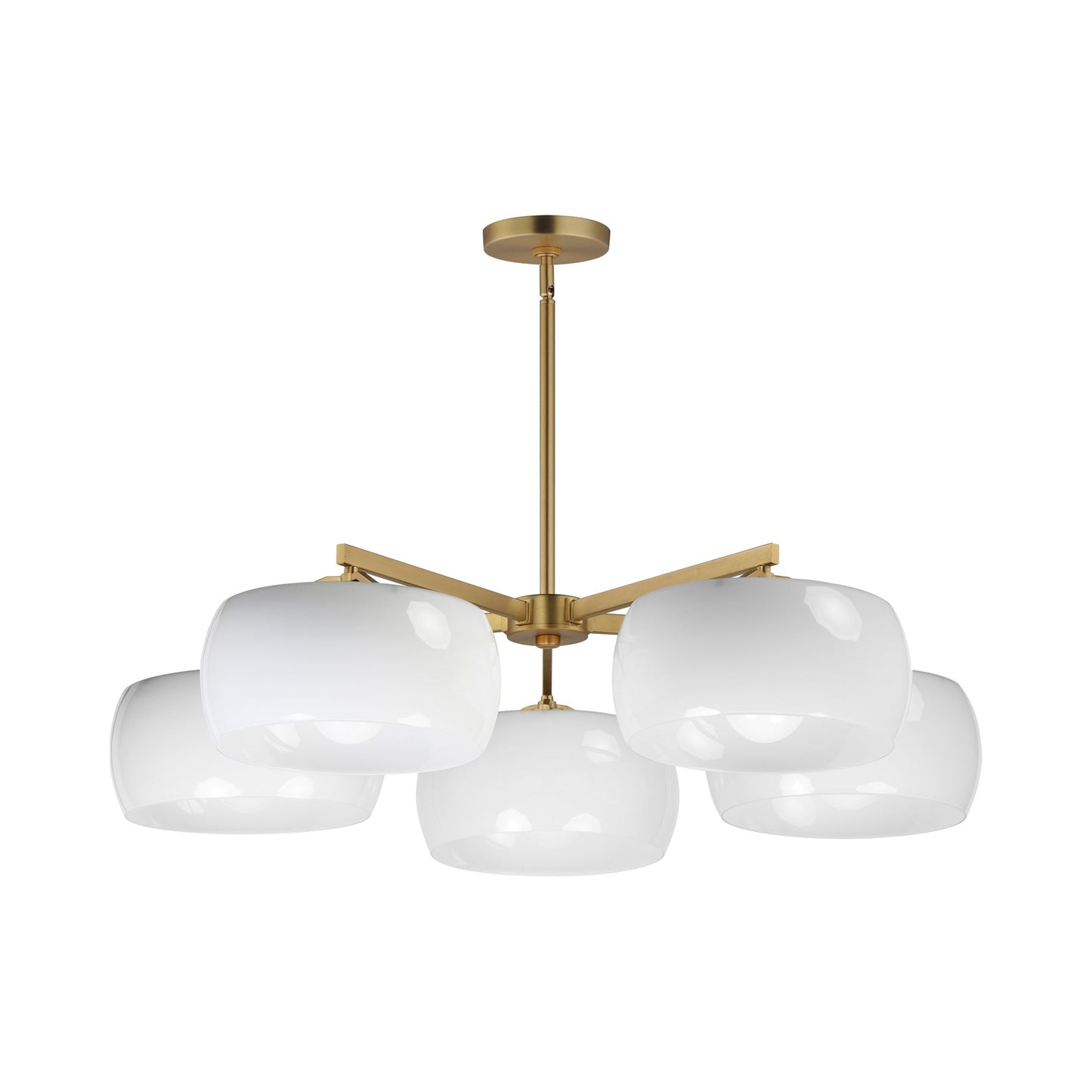 Glazed Chandelier in Natural Aged Brass (5-Light).
