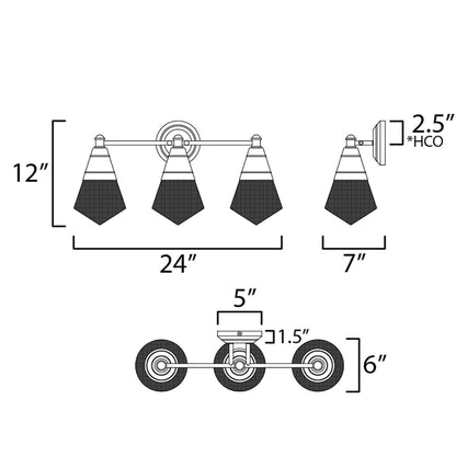 Hargreaves Bath Vanity Light - line drawing.