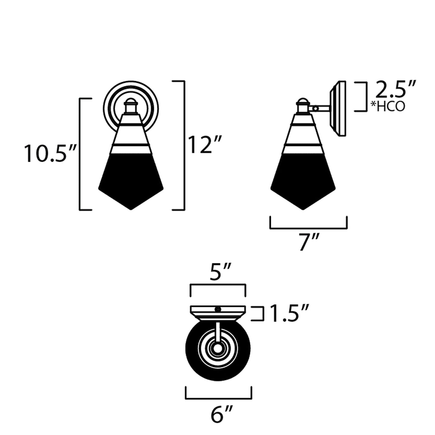 Hargreaves Bath Wall Light - line drawing.