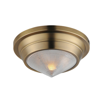 Hargreaves Flush Mount Ceiling Light in Natural Aged Brass (1-Light).