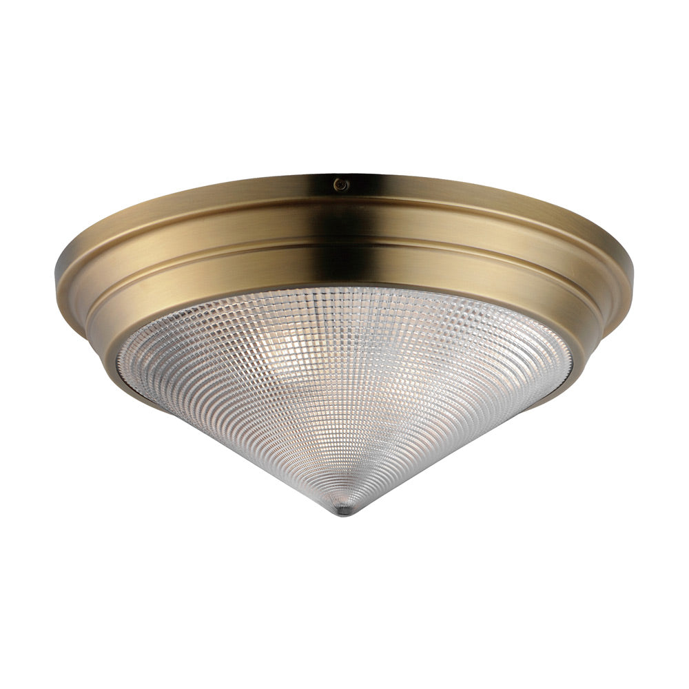 Hargreaves Flush Mount Ceiling Light in Natural Aged Brass (3-Light).