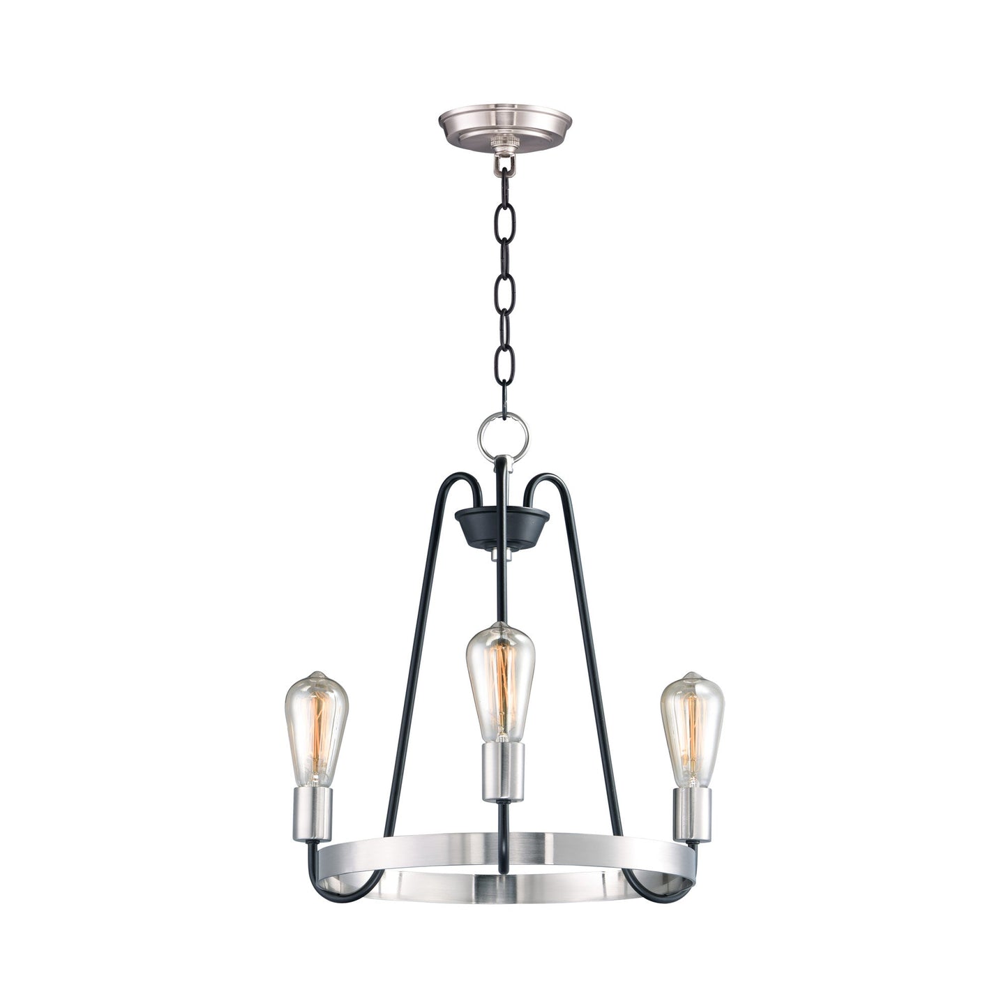 Haven Chandelier in Black/Satin Nickel (3-Light).