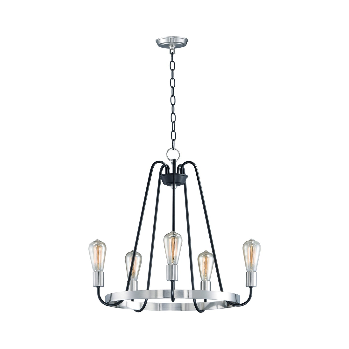 Haven Chandelier in Black/Satin Nickel (5-Light).