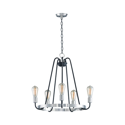 Haven Chandelier in Black/Satin Nickel (5-Light).