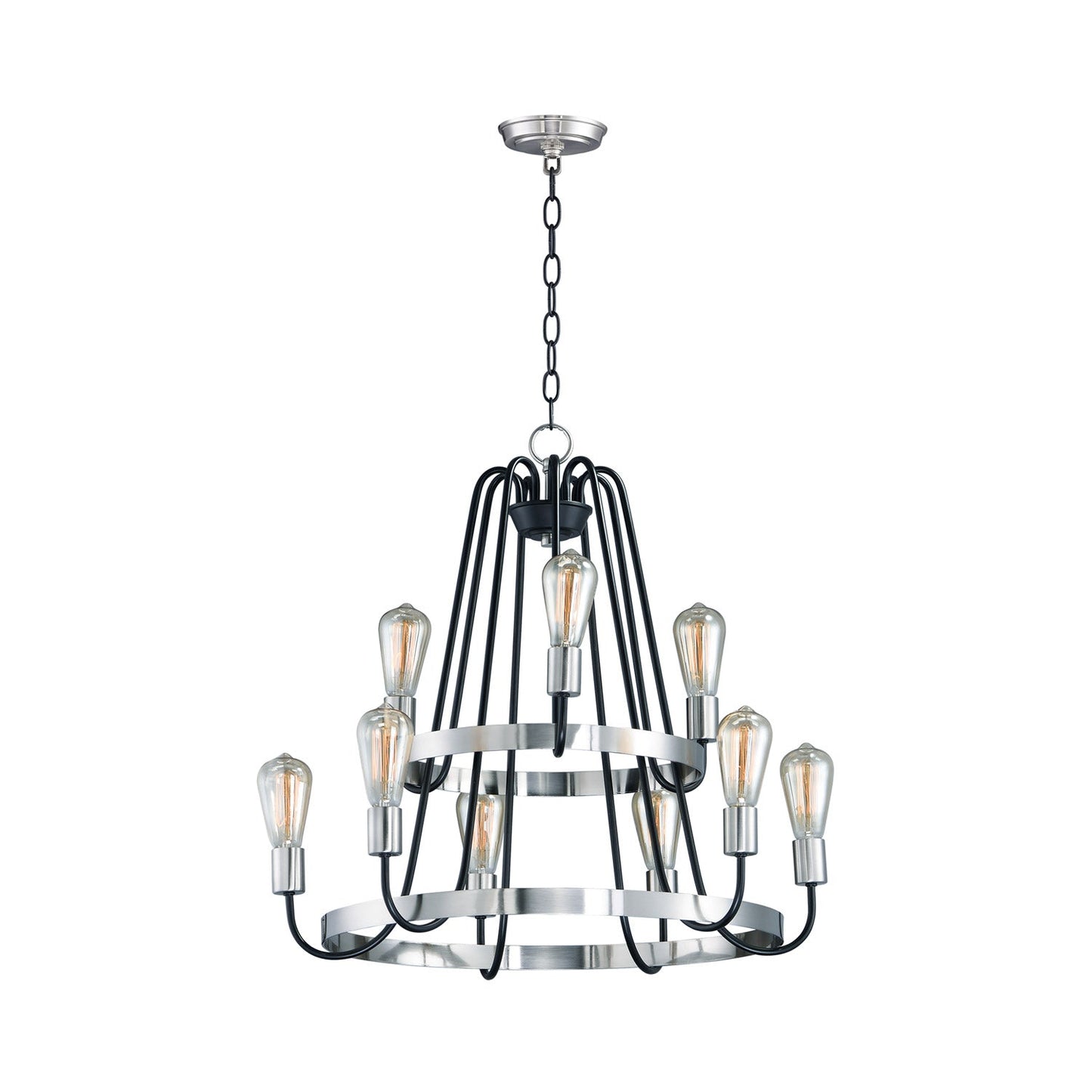 Haven Chandelier in Black/Satin Nickel (9-Light).
