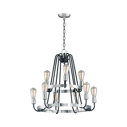 Haven Chandelier in Black/Satin Nickel (9-Light).